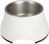 Dogit Elevated Dog Bowl, Stainless Steel Dog Food and Water Bowl for Small Dogs, White, 73745