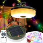 Brillistep Outdoor Solar Camping String Light 10m for Tents Waterproof IP65, Solar Lantern Light with 10m RGB String Light for Camping