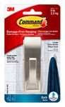 Command Bath Large Modern Reflections Satin Nickel Metal Hook - 1 Hook and 2 Large Adhesive Strips - Hang Towels, Robes and other Bathroom Accessories - Damage Free Hanging