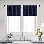 XTMYI Midnight Blue Valances for Windows 2 Pack Thermal Insulated Curtains Valance for Living Room Kitchen Bathroom Boys Bedroom,12 Inches Long,Indigo