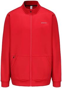 GRAMVAL Men's Track Jackets Midweight Sweatshirts Full Zip Up Mock Neck Long Sleeve Tops with Pocket Red S