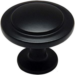 Cosmas 5560FB Flat Black Cabinet Hardware Round Knob - 1-1/4 Diameter - 10 Pack