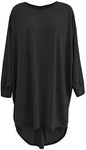 Shop Nova® Women Plain Oversized Long Sleeve Batwing Dip Hem Baggy Ladies Loose Top Plus (Black, 18)