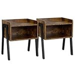 Yaheetech Bedside Table Set of 2 Industrial Nightstand Stackable End Table with Open Front Storage Compartment Retro Rustic Chic Wood Look 2Pcs Accent Furniture with Metal Legs Rustic Brown