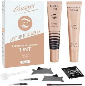 Lomansa Lash Tint Kit Instant Black Eyelash Dye and Brow Tint 8ml Easy to Use with Natural Results for Beginner Salon Beauty