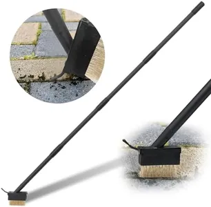 Moss Out Weed Puller Remover Tool for Crevice Weeding with 73.2inch Long Adjustable Handle, 2 in 1 Crack Weeder Moss Killer Grout Remover Brush, Manual Weed Remover Tool for Driveway Deck Paver Patio