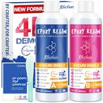 JDiction Fast Curing Epoxy Resin, 4 Hours Demold Upgrade Formula, 20oz / 600ml Fast Curing and Bubble Free Epoxy Resin, Crystal Clear Epoxy Resin Kit Self Leveling for Art, Craft, Jewelry Making