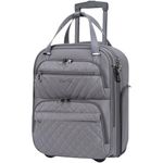 KROSER Carry On Underseat Multi-functional, 16-inch Underseater Lightweight Overnight Suitcase for Women, Dark Grey, 16 x 7 x 13 inches