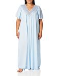 Shadowline Women's Plus-Size Beloved 53 Inch Flutter Sleeve Long Gown, Blue, 3X