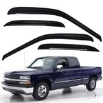 Tape-on Window Visors, Dark Smoke, 4-PCS Set, Fit 1999-2007 Chevrolet Silverado/GMC Sierra 1500, 2000-2004 Silverado/Sierra 2500, 2001-2006 Silverado/Sierra 2500 HD & 3500, 2007 Classic, Extended Cab