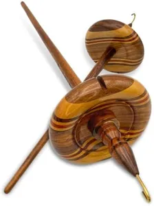 Revolution Fibers Premium Artisan Top Whorl Drop Spindle for Beginner & Advanced Hand Spinning - 11 inch Shaft | 3.25 inch Whorl Diameter | Multi-Wood Satin Finish | Spin Roving into Yarn