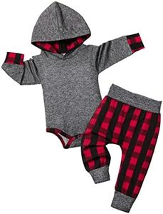 Fommy Baby Boy Clothes 12-18 Months boy clothes Plaid Letter Print Long Sleeve Hoodies + Long Pants 2PCS Outfits Baby Boy Stuff Gifts Set