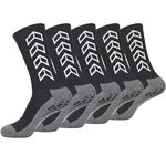 KOOOGEAR 5 Pairs Mens Anti Slip Sports Socks,Grip Socks Football with Rubber Pads,Non Slip Cushioned Wicking Breathable Athletic Socks for Football Basketball Soccer Volleyball Yoga