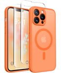 CAPRARO Magnetic for iPhone 13 Pro Max Case, [Compatible with MagSafe] [Full Camera Protection] Shockproof Protective Slim Women Translucent Matte Phone Case for iPhone 13 Pro Max 6.7'', Orange Yellow