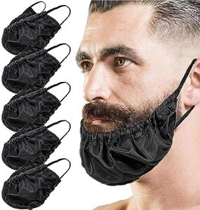 5 Pieces Beard Caps Mask Beard Bonnet for Men Beard Bandana Covers Adjustable Facial Hair Apron Guard Bonnet Bedtime Bib Cap (Black)