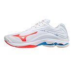 Mizuno Women's Wave Lightning Z6 Volleyball Shoe, White/Ignition Red/French Blue, 14 UK