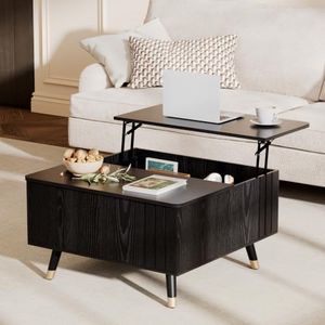 JOINICE, Lift Top Coffee Table with Storage,36" Large Square Coffee Tables for Living Room,Mid Century Modern Center Table for Home Office, Oak