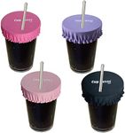 JXLESW 4 Pack Anti Spiking Drink Cover, Reusable Protection Fabric Cup Covers for Safety in Clubs and Bars