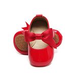 Felix & Flora Baby Infant Girls Soft Sole Floral Princess Mary Jane Shoes Prewalker Wedding Dress Shoes(Red,2-2.5 Years Toddler)