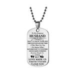 SBI Jewelry Husband Dog Tag for Men Women Necklace Pendant Marriage Oath Forever I Love You Women Boyfriend Mom Daughter Couple Family Anniversary Birthday Stainless Steel