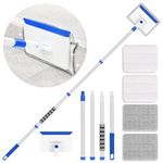 Baseboard Cleaner Tool with Handle, Wall Cleaner with Extendable Long Handle ,Door Frame Cleaning Tool Including 4 Reusable Cleaning Pads. Quick Clean Baseboard Cleaning, Ceiling and Wall.