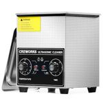 CREWORKS Ultrasonic Cleaner w Heater and Timer, 2L Professional Ultrasonic Cleaning Machine, Sonic Cavitation Machine w Knobs for Professional Jewelry Watch Glasses Cleaning More Stainless Steel