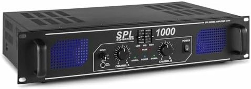 Skytec SPL1000 - Amplificateur Professionnel, 2x 500 Watts Noir, 3 Entrées RCA et Entrée Jack 3,5mm, Idéal pour une Utilisation Mobile, DJ, HIFI, Home Cinéma