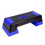 De Jure Fitness Adjustable Workout Aerobic Stepper, Aerobic Exercise Step Platform with 2 Risers, Exercise Step Deck for Fitness, 75 CM Trainer Stepper with Non-Slip Surface Home Gym & Extra Risers Options, Blue