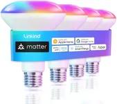 Linkind Matter Smart RGBTW Bulb, BR30 Smart Light Bulbs, LED Color Changing Light Bulbs, E26 Flood Light Bulbs 650LM 60W, Recessed Smart Bulbs work with Google Home Alexa Apple Home SmartThings, 4Pack