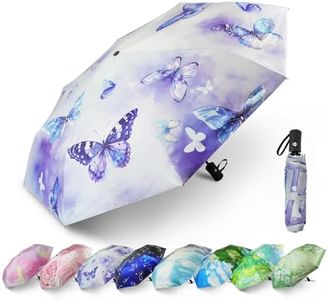 SY COMPACT Travel Windproof Automatic Umbrellas-Factory Outlet umbrella (Purple Butterfly)