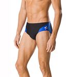 Speedo Men's Swimsuit Brief Endurance+ Splice Team Colors Black/Blue Spark, 34