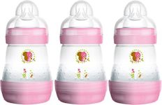 MAM Anti Colic Self Sterilising Bottles 160 ml - Pink/Green, 3-Pack