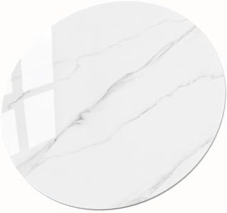 SSTBLEV Round Table Top, 59” White Sintered Stone Tabletop, DIY Replacement & Cover Marble Desktop, Scratch & Wear Resistant, Easy to Clean, Suitable for Indoor & Outdoor