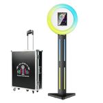 HARZHI Portable Photo Booth Compatible with Any Ipad, Separable Triangular Ipad Photo Booth for Christmas Wedding Party Shell Stand Software APP Control Ring Light, Flight Case