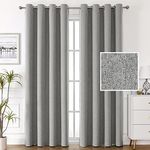 H.VERSAILTEX 100% Blackout Linen Look Curtains Thermal Curtains for Living Room Textured Burlap Curtains with Double Face Linen Grommet Soundproof Bedroom Curtains 52 x 96 Inch, 2 Panels - Grey