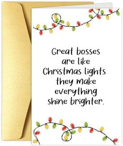 Obbyidk Cute Boss Christmas Card, Christmas Card for Boss Leader, Xmas Card from Employee Staff, Great Bosses Are Like Lights