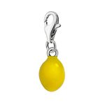 Quiges 925 Sterling Silver Yellow Enamel Fruit Lemon Lobster Clasp Charm Clip on Pendant