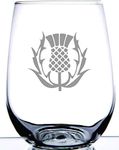 Scottish Thistle Stemless Wine Glas