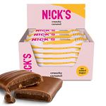 NICKS Crunchy Caramel Keto Chocolate Bars No Added Sugar, 88 Calories, 1.8 Net carbs, Gluten Free Sweets Low carb Candy Snack Bar with Almonds (Multipack 21x28g)