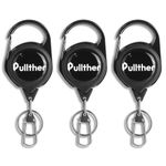 pullther 3 Pcs Retractable Keychain, Fly Fishing Accessories, Fly Fishing Retractor with 360 Degree Rotation Buckle, Badge Reel for Fly Fishing Vest, Badge Holders Retractable - Black