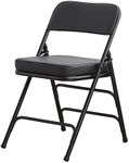 KAIHAOWIN Folding Chairs with Ultra Thick Padded Seat Foldable Chair Indoor Comfortable Metal Chairs with Soft Cushion Black