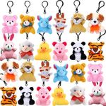 CAMIRUS 24Pack Easter Eggs Filled with Mini Plush Animal Toys, Cute Small Stuffed Animal Keychain Set for Kids Easter Baster Stuffer, Easter Egg Hunt Filler Stuffer