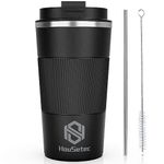 Coffee Mug, 17OZ Coffee Tumblers with Straws and Straw Brushes, Travel Coffee Mug with Leakproof Lid for Keep Hot & Cold Water Coffee and Tea in Travel Car Office School Camping (Black, 17OZ)