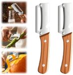 2 Pack 2 in 1 Multi-Functional Vegetable Peeler for Kitchen, 2026 New Stainless Steel Peeler with Bottle Opener and Wooden Handle, Kitchen Tool Peeler for Vegetable, Veggie, Fruit (Silver*2)
