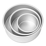 CLASSIC STAR Aluminum Round Cake Pan Set - 4", 5", 6" x 2.25" | 3-Piece Silver Bakeware Moulds/Tins for Perfect Baking