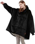 Degrees of ComfortWearable Blanket Hoodie | Gifts for Women Mom Wife and Men | Oversized Sherpa Hooded Blankets Sweatshirt as Christmas Birthday Gift, 38x32 inch Adult Size, Black