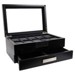 Decorebay Black Wood Watch and Cufflink Organizer Jewelry Box (Busy Man)