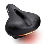 Dripex Gel Bike Seat Bicycle Saddle - Comfort Cycle Wide Cushion Pad Waterproof for Women Men - Fits MTB Mountain Road Bike/Spinning Exercise Bikes (Black with taillight)