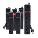 CyberPower CSB404MP6 Surge Protector 4-Outlets 4-Ft Cord 600 Joules, 6 Pack