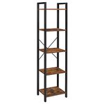 VASAGLE LLS100B01 5 Tier Bookcase Storage Unit for Office, Living Room, Bedroom, 30 x 39.5 x 154 cm, Industrial Style, Rustic Brown and Black